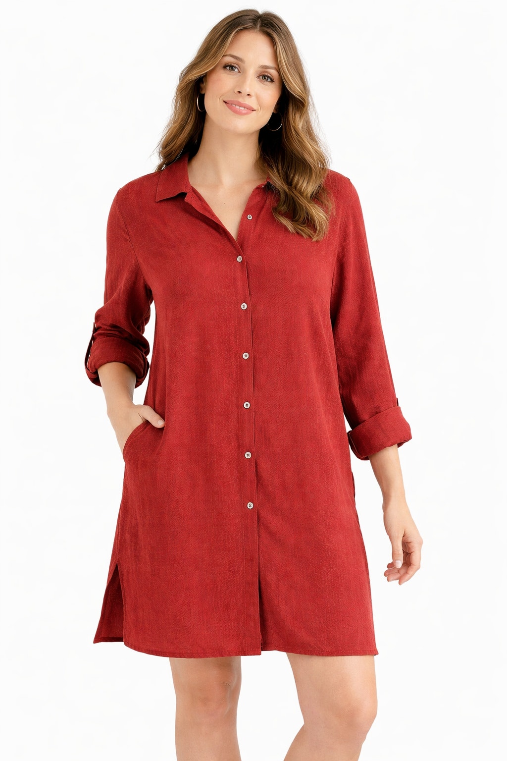 Coldwater Creek Rust Linen Tunic Dress Womens Medium Beach Resort Travel Cruise